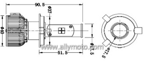 40W LED Headlight Cree 3C H4